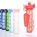 Fresh Fusions 32 oz Fruit Infuser Water Bottle with Insulated Sleeve (Calypso Coral)