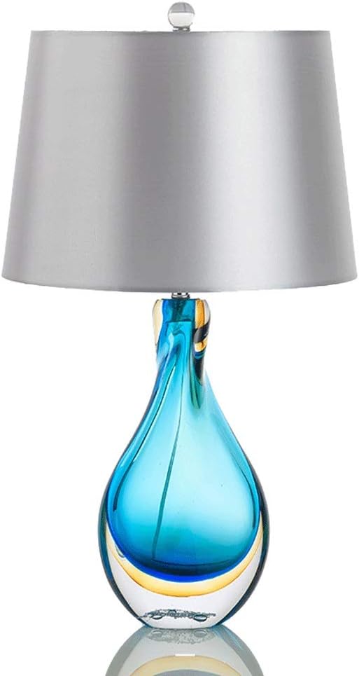 Amazon Com Dzwyc Table Lamp Glass Table Lamps Modern Creative Individuality Blue Bedside Lamp Decorative Bedroom Princess Kid S Room Art Desk Light Nightstand Lamp Color Button Switch Home Kitchen