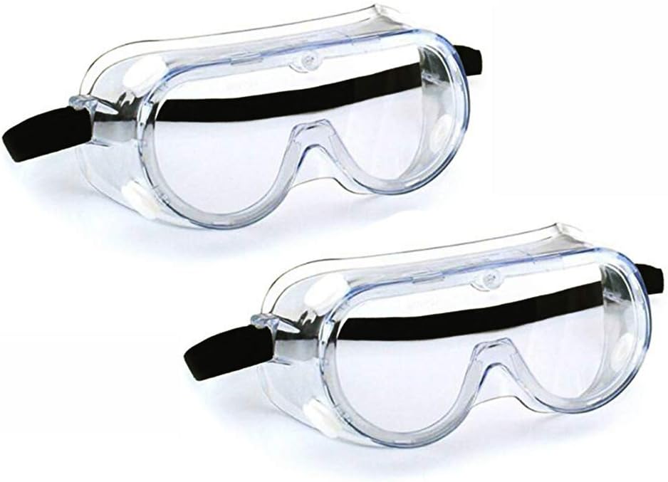 Supermore (2PCS) Anti-Fog Protective Safety Goggles Clear Lens Wide-Vision Adjustable Chemical Splash Eye Protection Soft Lightweight Eyewear