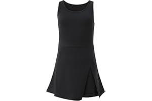 LIONJIE Little Girls Golf Tennis Sports Round Neck Sleeveless Athletic Active Dress with Safety Shorts and Pockets