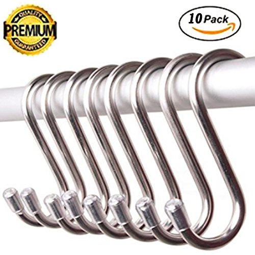 10 Pack 5.3 Inch Large S Shaped Hanging Hooks, HeavyDuty Genuine Solid