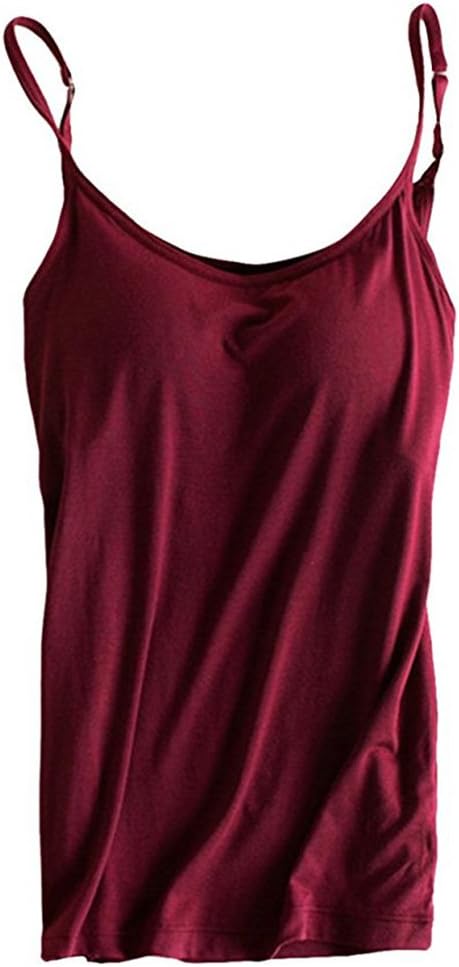 Womens Modal Built-in Bra Padded Camisole Yoga Tanks Tops