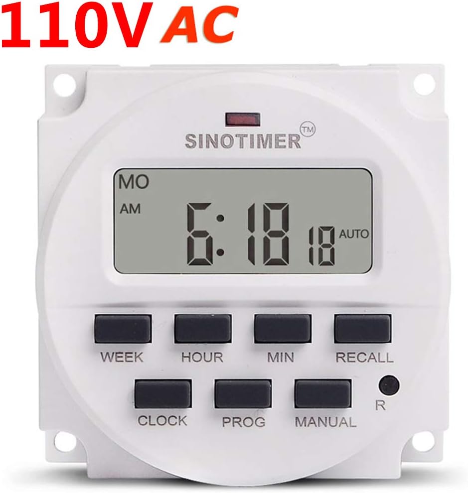 SINOTIMER 7 Days Weekly Programmable Digital Timer Switch Time Control 110V 220V AC 12V 24V 6V DC (110V AC)
