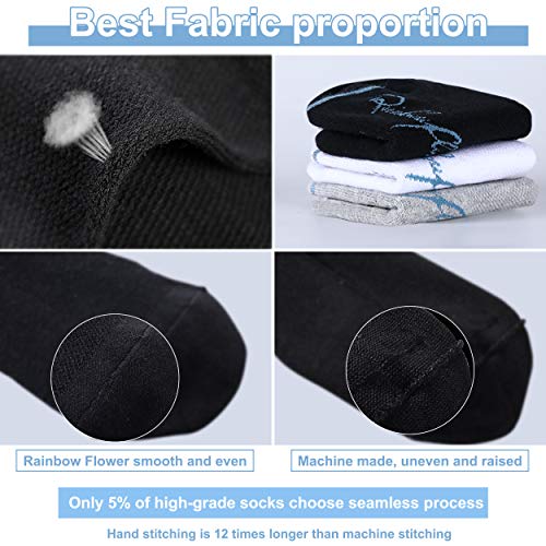 Rainbow flower Black Ankle Athletic Running Socks Men\'s Cotton Moisture Wicking Low Cut Socks High Stretch Seamless Toe Full Size Gift Box