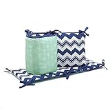 Mint Green Arrows and Navy Blue Chevron Baby Crib Bumper by The Peanut Shell