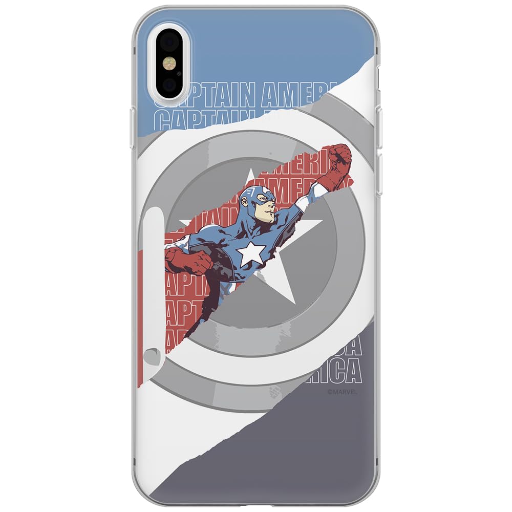 ERT GROUP mobile phone case for Apple Iphone XS Max original and officially Licensed Marvel pattern Captain America 013 optimally adapted to the shape of the mobile phone, case made of TPU