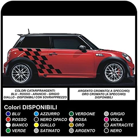 SIDE STICKERS FOR MINI S ONE JCW 1.4 1.6 CHECKERED SQUARED (WHITE)