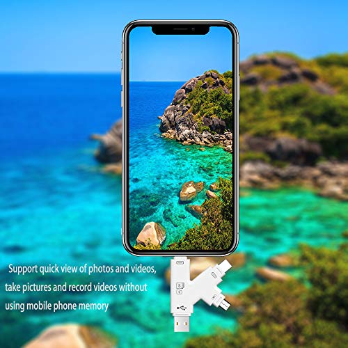 YiKaiEn 4 in 1 SD SDHC Card Reader with Lightning USB Micro-USB Type-C Connector Extral Memory Flash Drive for iPhone/iPad/Android Phones/Mac/PC,Picture and Video Viewer for Camera