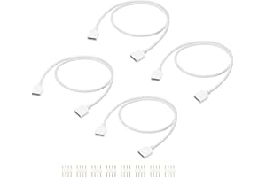 MECCANIXITY 4 Pcs RGB Extension Cable, 12V 20" 4 Pin 1 to 1 Female to Female RGB Adapter Cable with 4 Pin Male Connectors for