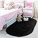 YOH Super Soft Area Rugs Oval Fluffy Carpet Floor Rugs for Bedroom Living Room Dormitory Kids Room Nursery Home Decor 2.6 x 5.3’(Black)