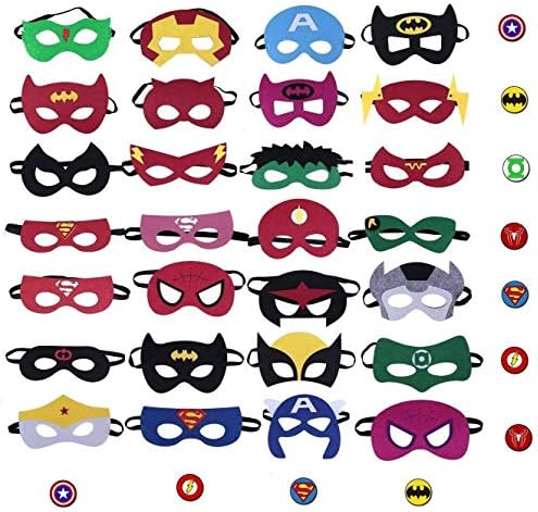28-Pack Superhero Masks Party Favors For Kids and Adults Superhero Birthday Party for Children Aged 3+ -UPGRADE OKK Express