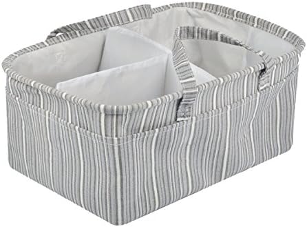 Oucles Grey Linen Storage Basket for Shelves, Multifuctional Good Sale Diaper Caddy Organizer with 10 Pockets Storage Basket for Toys,Fabric Organizer Bins