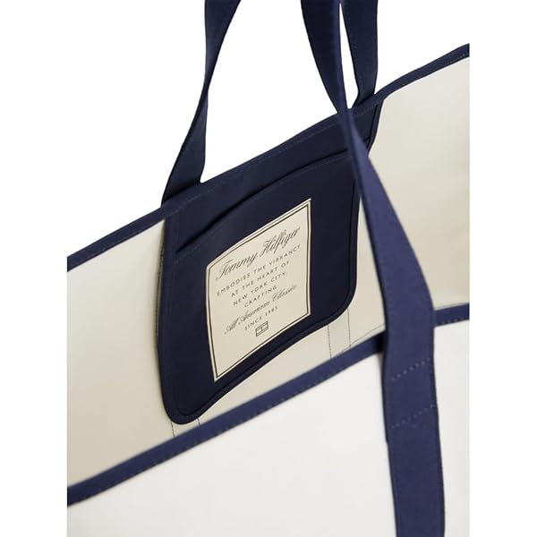 TOMMY HILFIGER MENS SUMMER TOTE, WHITE/PREPPY NAVY