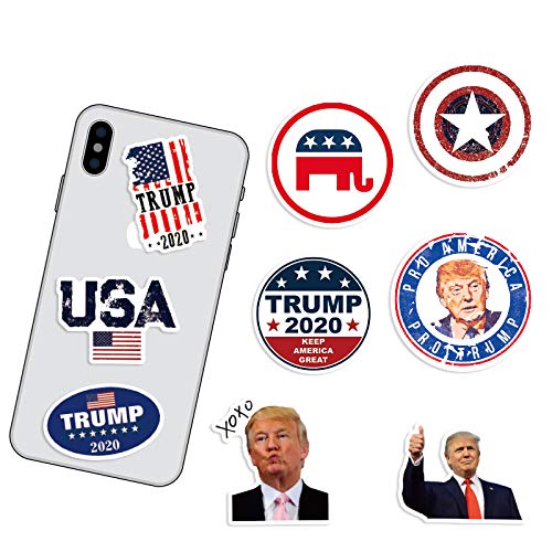HOTART 50 Packs Trump Stickers, Donald Trump 2020 President Election Patriotic American Flag Stickers for Laptops,Hydro Flask,Waterbottle,Skateboard,Phone,Guitar,Suitcase-Car Sticker and Decals