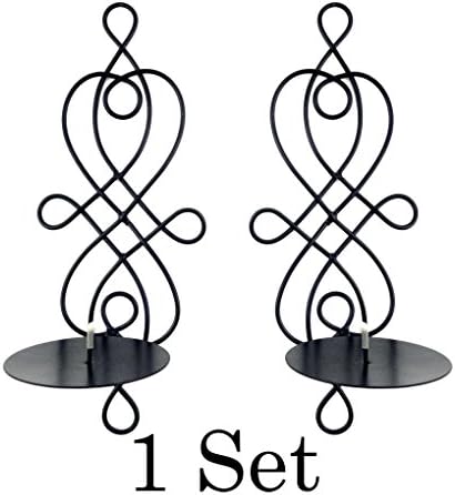 Mememall Fashion Home Decor Modern Art Candle Holder Wall Sconce Black Wire Metal Plaque Set Pair