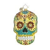 Christopher Radko Calavera de Oro Skeleton Themed Glass Christmas Ornament - 4.5