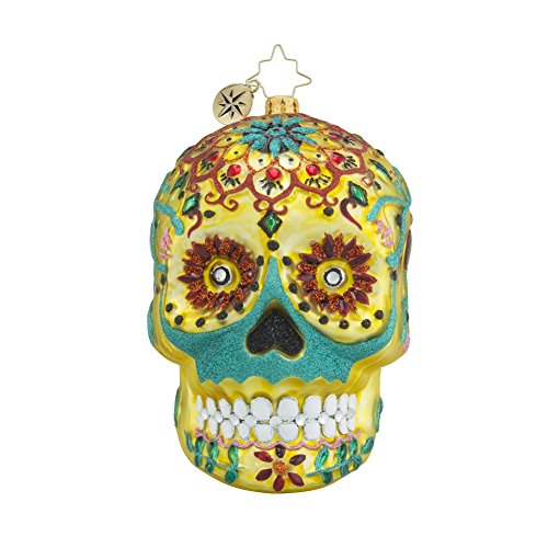 Christopher Radko Calavera de Oro Skeleton Themed Glass Christmas Ornament - 4.5