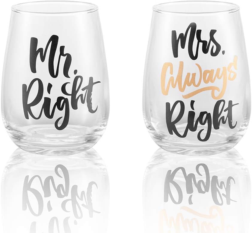 mr right mrs always right wine glasses
