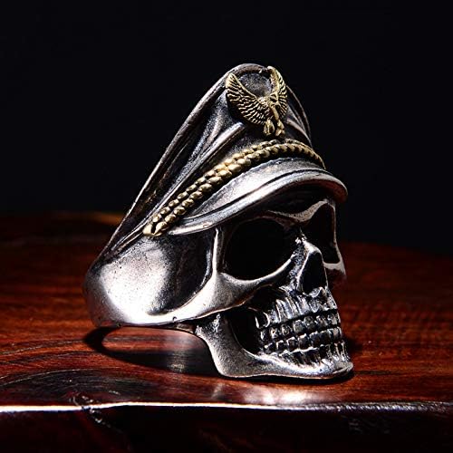 JZIEHI Stainless Steel Men Rings Officer Skull Titanium Rings for Men Vintage Punk Fashion Jewelry Night Club Ring
