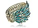 Alilang Womens Antique Golden Tone Peacock Bracelet Bangle With Turquoise Blue Gems