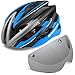 Basecamp Specialized Bike Helmet with Detachable Magnetic Visor Sunglasses Goggles Shield for Road & Mountain Biking Cycling Helmet Bicycle Helmets Safety Sport Head Protect Bike Helmets (Black blue)