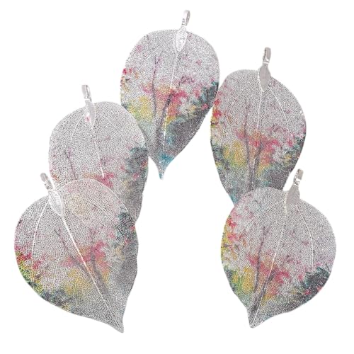 Electroplated Metal Leaves Pendent 5Pcs ColoRIFul Alloy Metal Leaf Charrm Jewelry Accessories For Making Diy Necklace Earring