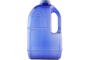 New Wave Enviro 1 Gallon Square BPA Free Bottle with Screw Top Lid and Integrated Handle, Space Saving Design, Ideal for Gym and Outdoor Life, Blue