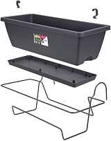 elho Barcelona Allin1 50 Balcony Planter with Saucer Hanging Rack Black view 6