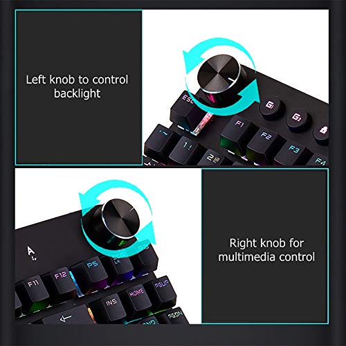 LINGYUN Portable Bluetooth Wireless/USB Wired Dual-Mode RGB Backlight Multimedia Mechanical Gaming Keyboard, Support Win and Mac OS Dual System, Transmission Distance of 10 Meters,Black - Thumbnail 4