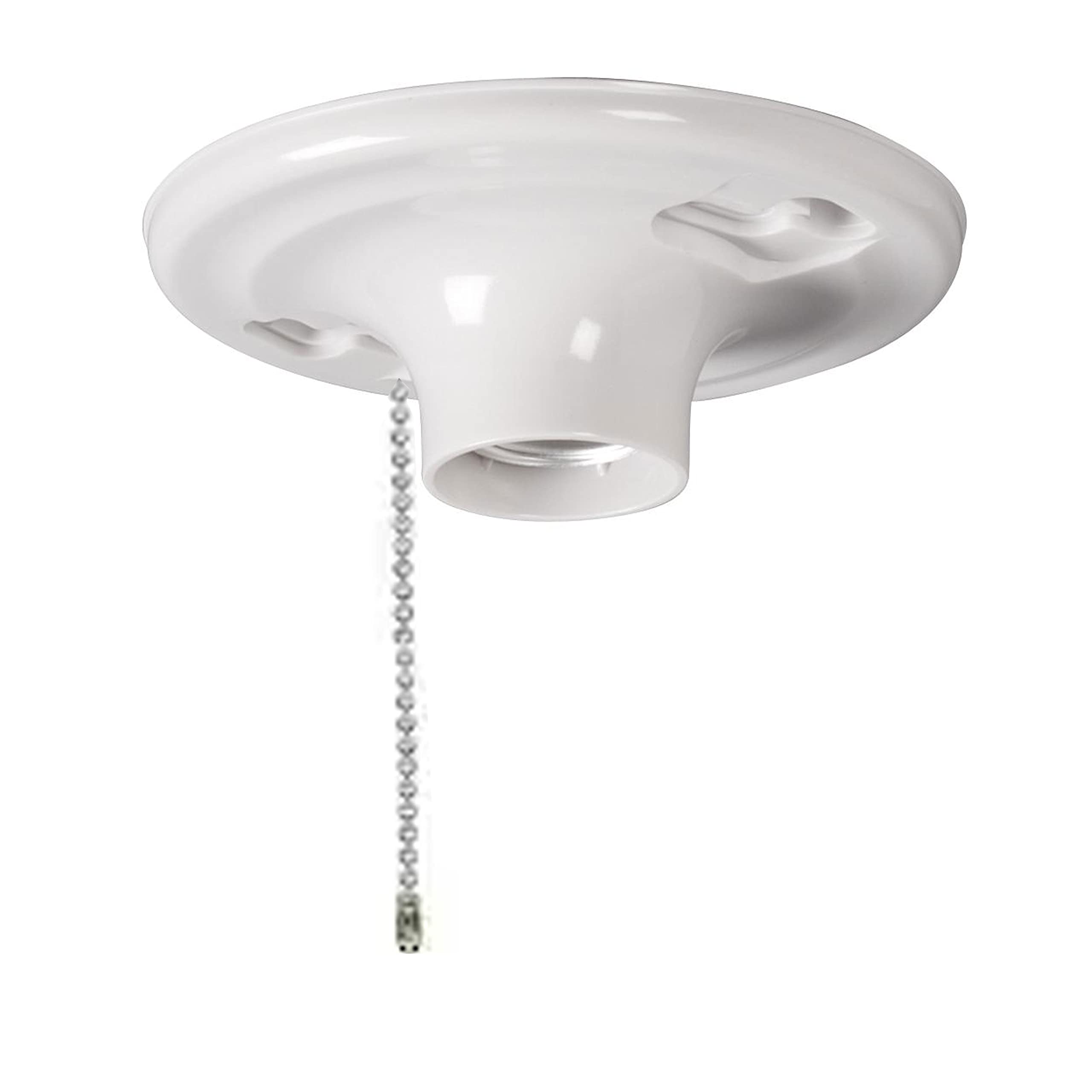 Photo 1 of 1 Ceiling Mount Light Bulb Socket Lamp Holder Pull Chain Fixture Fit Medium Base 125v 15A 1875W Screw Base Receptacle On/Off Switch Cord Utility Closet Basement Lighting Easy Install Incandescent