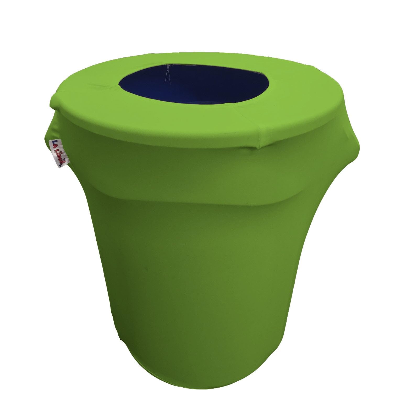 LA Linen Stretch Spandex Trash Can Cover 32-Gallon Round,Lime, Microfiber Polyester, 63.5 x 73.66 x 0.05 cm