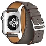 AutumnFall Double Tour Bracelet Genuine Leather Long Watch Band for Apple Watch 38mm