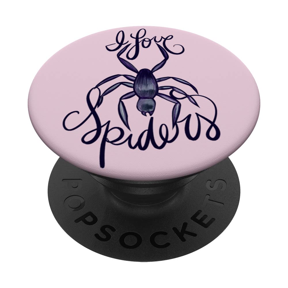 I Love spiders cute purple spider artwork PopSockets Swappable PopGrip