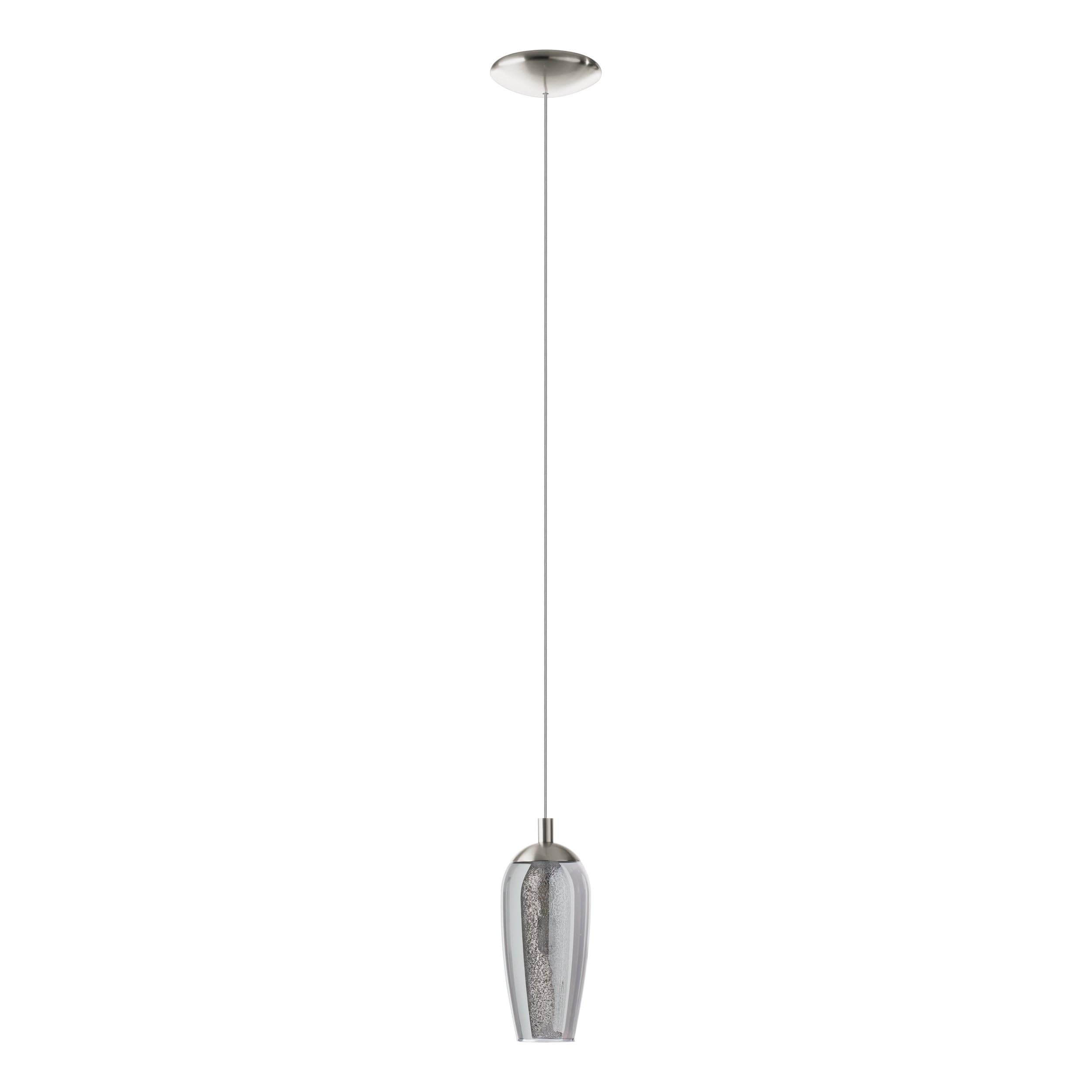 Eglo Pendant Light Farsala, 1-Light Hanging Lamp, Metal Pendant Lamp with Smoke Glass and Granille Crystals, Dining Table Light in Matte Nickel, Black-Transparent, Hanging Living Room Lamp, G9 Socket