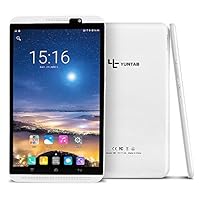 YUNTAB 8 inch Android Tablet, 4G Unlocked Smartphone, Support Dual SIM Cards, 2GB RAM 16GB ROM, 64bit Quad Core Cortex A53 CPU, IPS Touch Screen, Supports WiFi, Dual Camera(White)