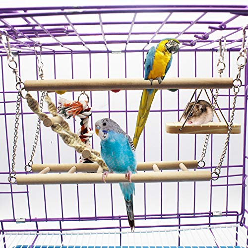 DENTRUN Parrot Playstand Bird Play Stand Cockatiel Playground, Wood Gym Playpen Ladder Toys, Exercise Large Parrots Ladders Playgym Electus Cockatoo Parakeet Conure Toy Climbing Tree