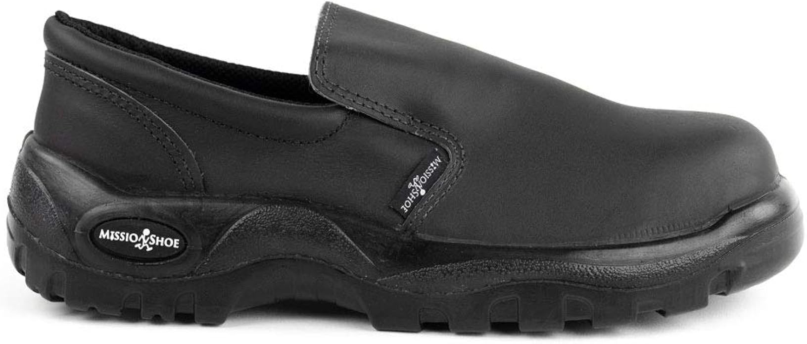 Amazon Com Missionshoe Slip On Black Leather Extreme Comfort No