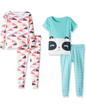 Girls' 4 Piece Panda Bear PJ Set