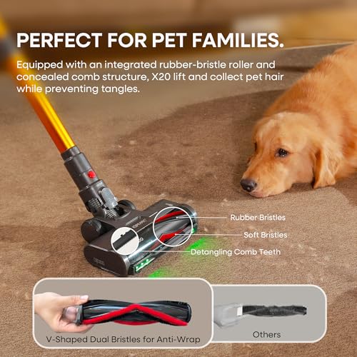 KIPMAX Cordless Vacuum Cleaner with Charging Station,50KPa 70Min 550W Stick Vacuum Cleaner for Home, Aromatherapy Anti-Tangle Self-Standing Lightweight Handheld Vacuum for Pet Hair/Carpet/Floor X20Pro