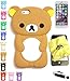 Bukit Cell Bundle: Brown 3D Teddy Bear Cute Animal Silicone Case for 4.7 Inch iPhone 6s / iPhone 6 [ NOT for iPhone 6 Plus ], Cleaning Cloth, Screen Protector, Metallic Stylus Touch Pen