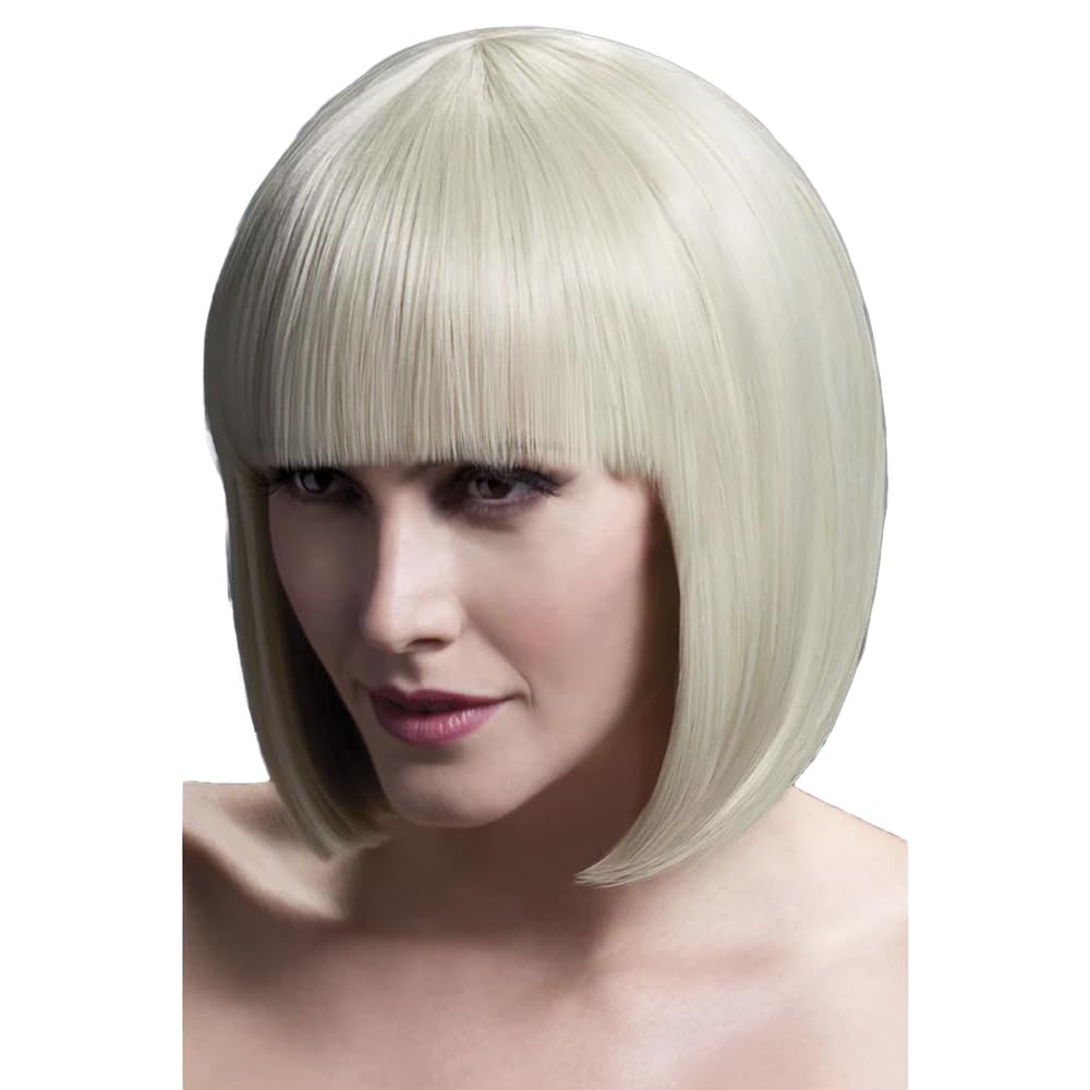 Smiffys Fever Elise Wig, Blonde Sleek Bob with Fringe, 33cm / 13in, Fever Wigs Fancy Dress, Fever Dress Up Wigs — image 1
