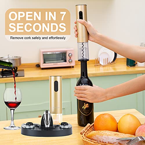 HOMEJOY Electric Wine Openers Golden Gift Set 7Piece Stainless Steel