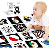 Tummy Time Baby Mirror Toy, Black And White High Contrast Baby Newborn Toys 3 6 12 Months, Montessori Crinkle Cloth Book Sensory Activity Development Gift For 0-6 Months Infant Boys Girls (Big