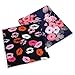 Sumnacon Reusable Waterproof Adult Bibs 2 Pack with Crumb Catcher- Machine Washable, Large Extra Long Mealtime Protector, Dining Bibs with Crumb Catcher(Lip-Prints+Flower)
