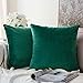 MIULEE Pack of 2 Velvet Soft Solid Decorative Square Throw Pillow Covers Christmas Cushion Case for Couch Sofa Bedroom Car 18x18 Inch 45x45 cm Green