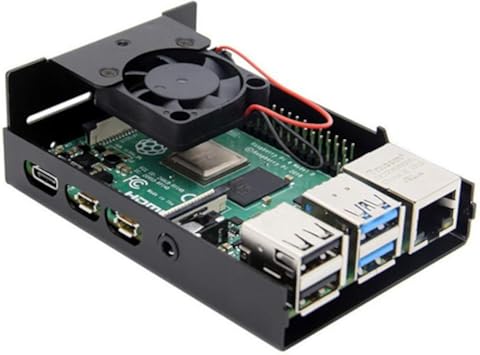 ILS - Carcasa porosa de aleación de aluminio + ventilador de refrigeración Kit DIY Funda protectora de metal poroso radiante para Raspberry Pi 4B
