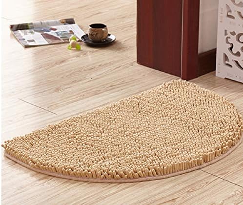 LGKK Chenille Semicircle Shape Rug Non-Slip Indoor Outdoor Doormat Inside Outside Front Door Mat Carpet Floor Rug Area Rug (40x60cm/16x24inch, Camel)
