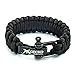 GECKO EQUIPMENT Black Paracord Survival Bracelet with Adjustable Stainless Steel D Shackle - Suitable for 7