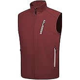 LZACTOIN-X Men's Lightweight Golf Vest Windproof Softshell Vests Outerwear Multi-Pockets Zip Up Sleeveless Jacket