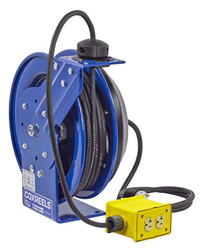 Coxreels EZ-Coil Safety Series Power Cord Reel with Quad Receptacle - 50ft., Model# EZ-PC13-5012-B